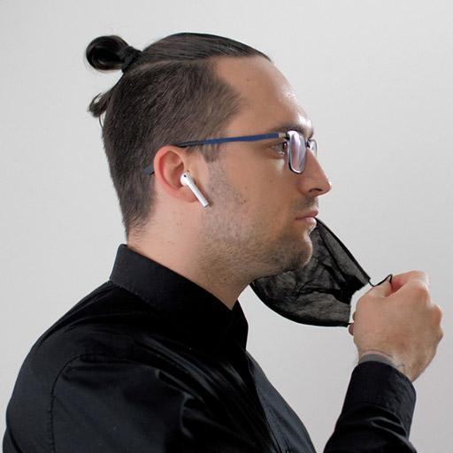 attractive-man-facemask-earphone